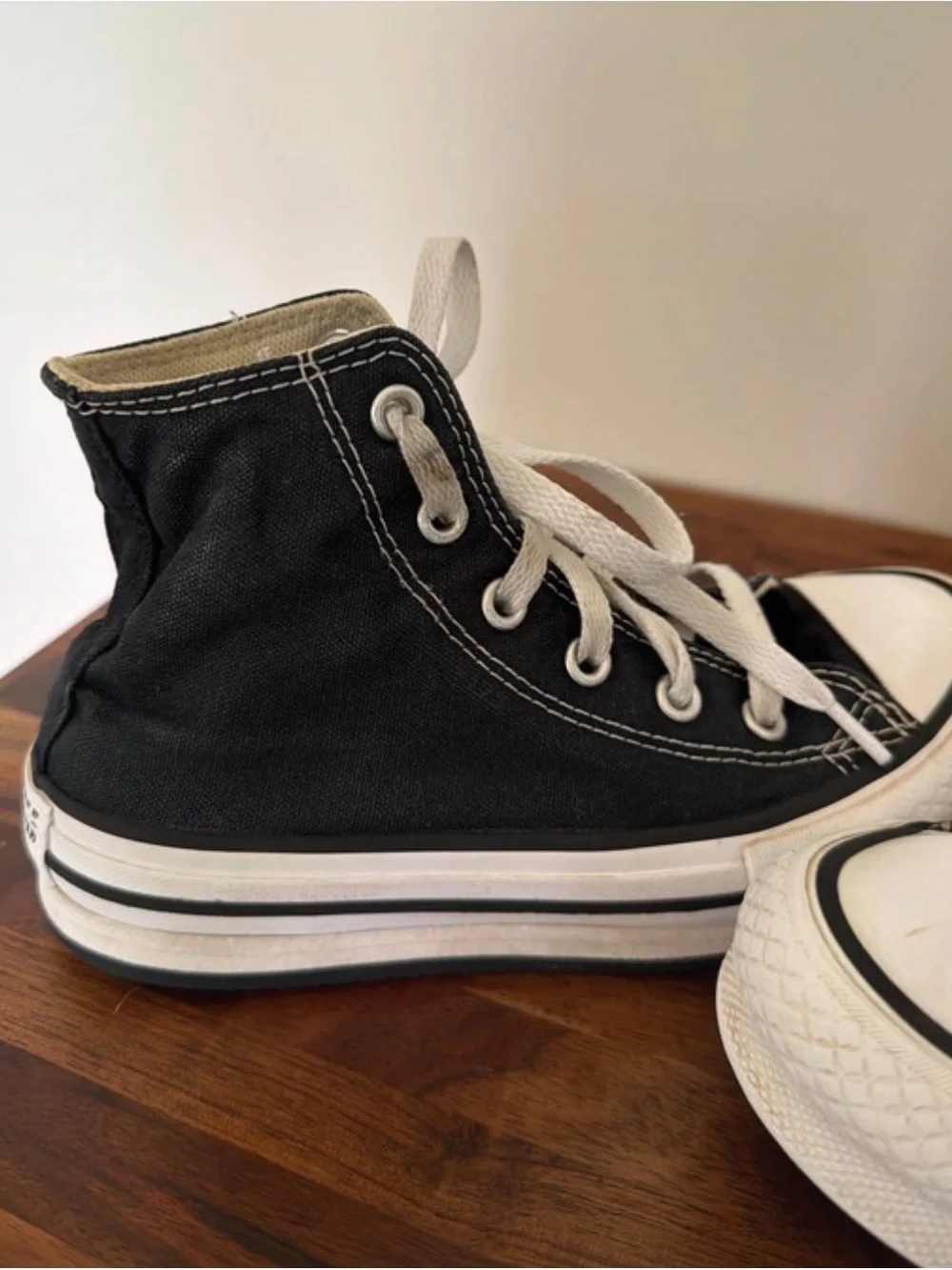 Kids Black High-Top Canvas Platform Sneakers